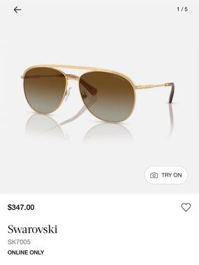 Swarovski Gold Aviator Sunglasses with Gradient Brown Polarized Lenses